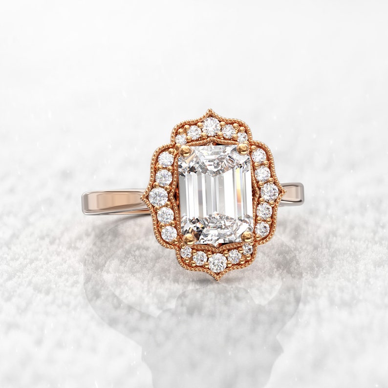 Most Stunning Emerald Cut Moissanite Engagement Ring For Her