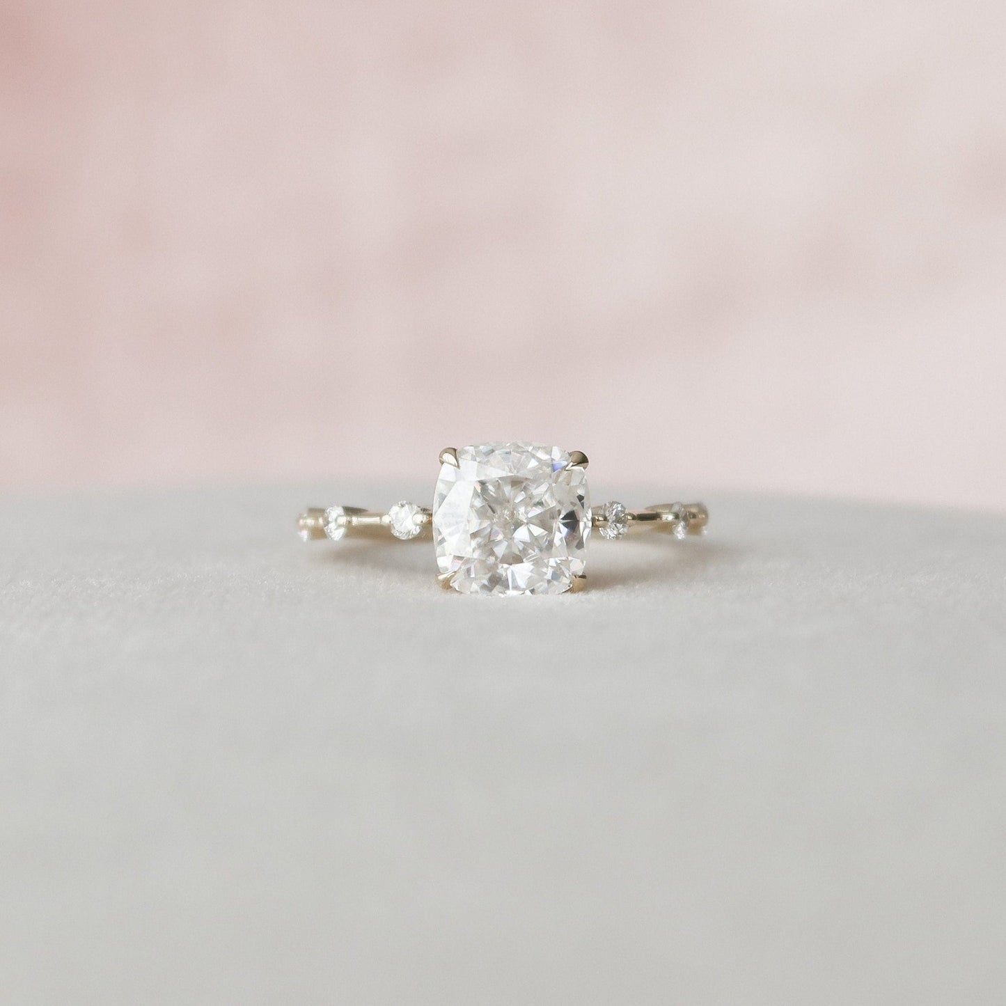 Stunning Cushion Cut Moissanite Engagement Ring For Bridal