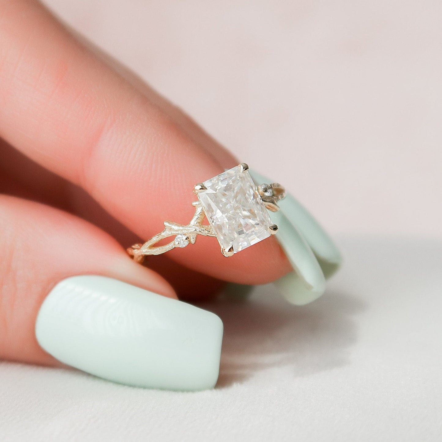 Stunning Twig Radiant Cut Moissanite Anniversary Ring For You