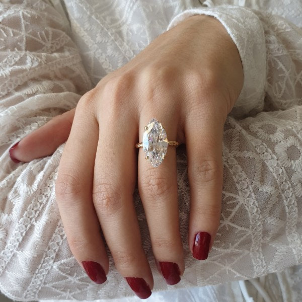 Solitaire Marquise Moissanite Engagement Ring For Her