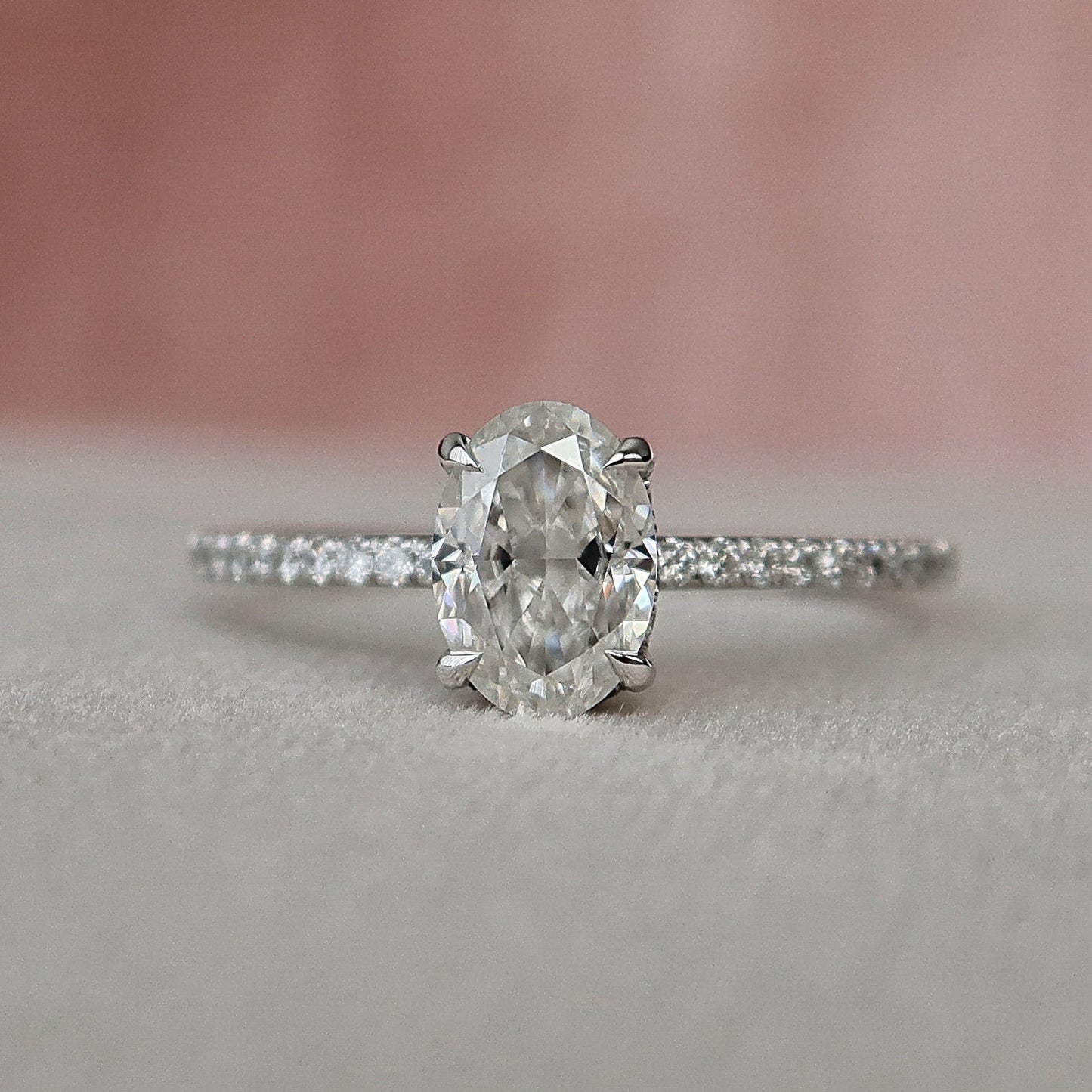 Hidden Halo Oval Cut Moissanite Anniversary Ring