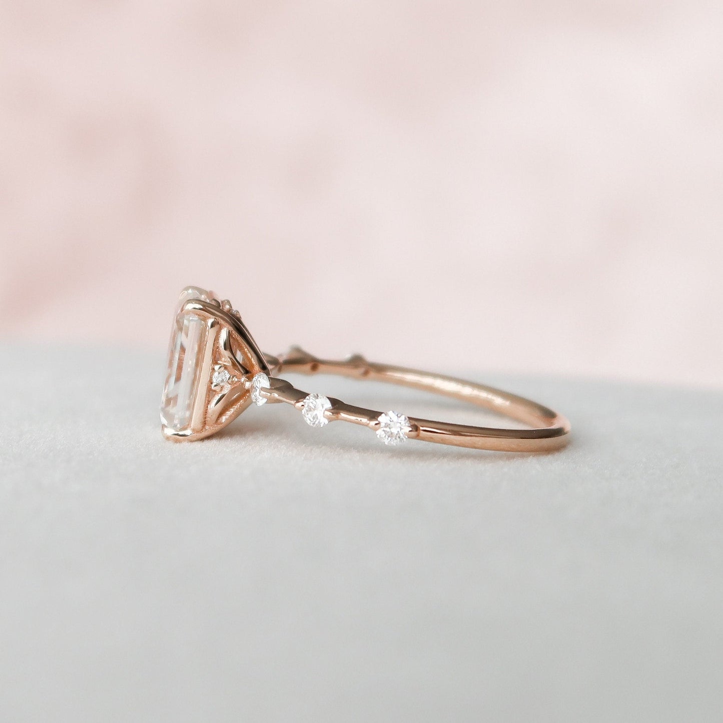 Starling Emerald Step Cut Moissanite Bridesmaid Gift Ring For Her