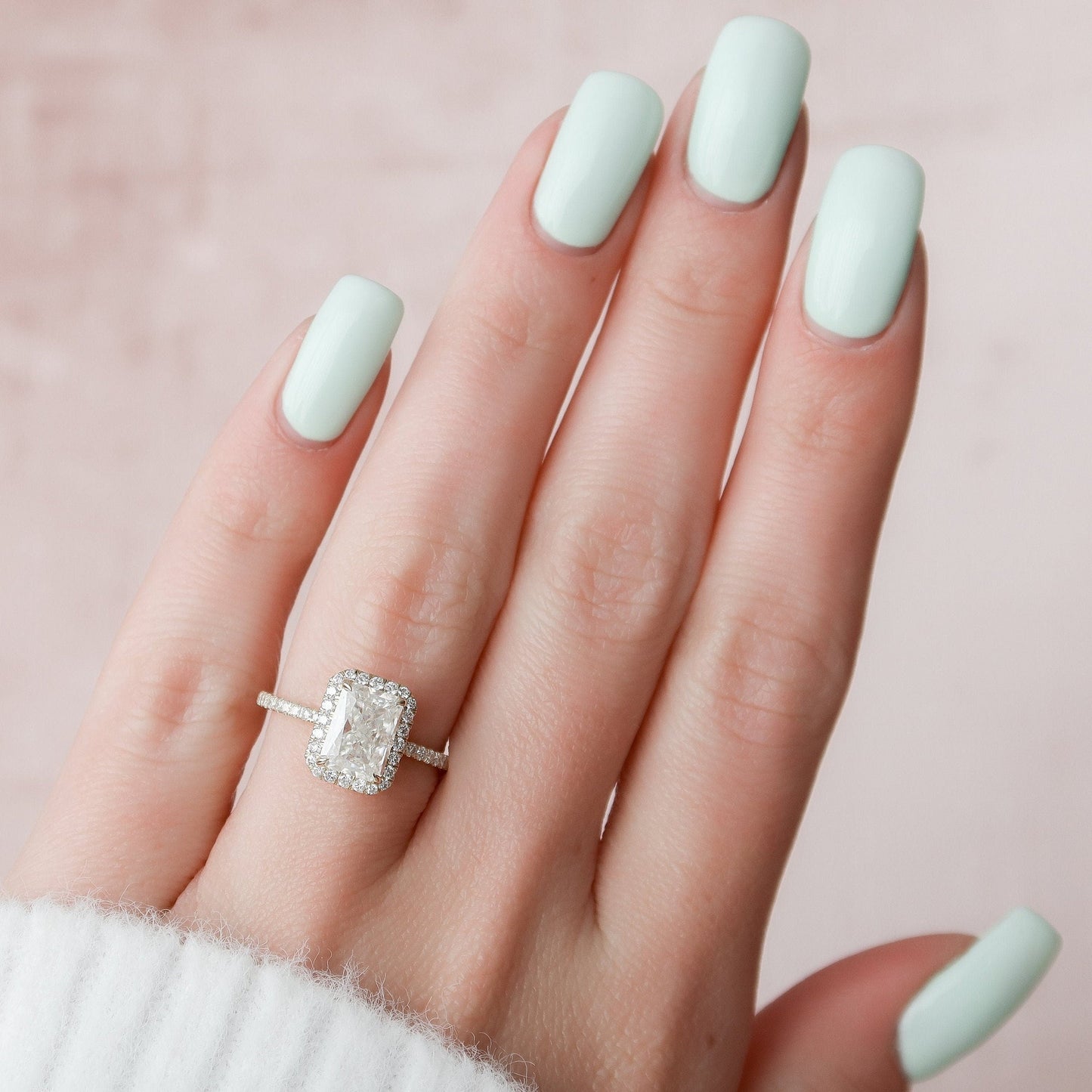 Halo Radiant Cut Moissanite Wedding RIng For Him