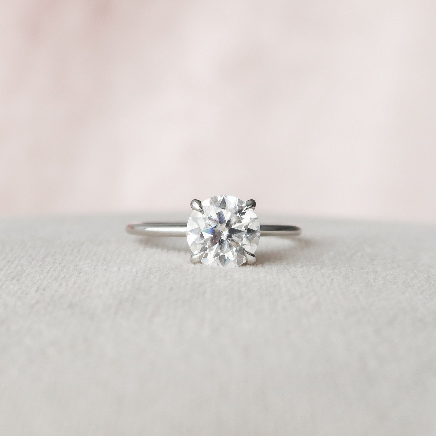 Unique Pave Hidden Halo Round Cut Moissanite Bridal Ring For Her
