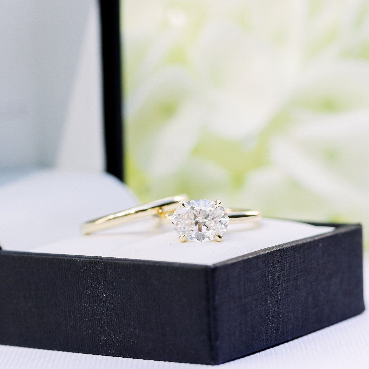 East-West Solitaire Oval Cut Moissanite Proposal Wedding Ring For Her