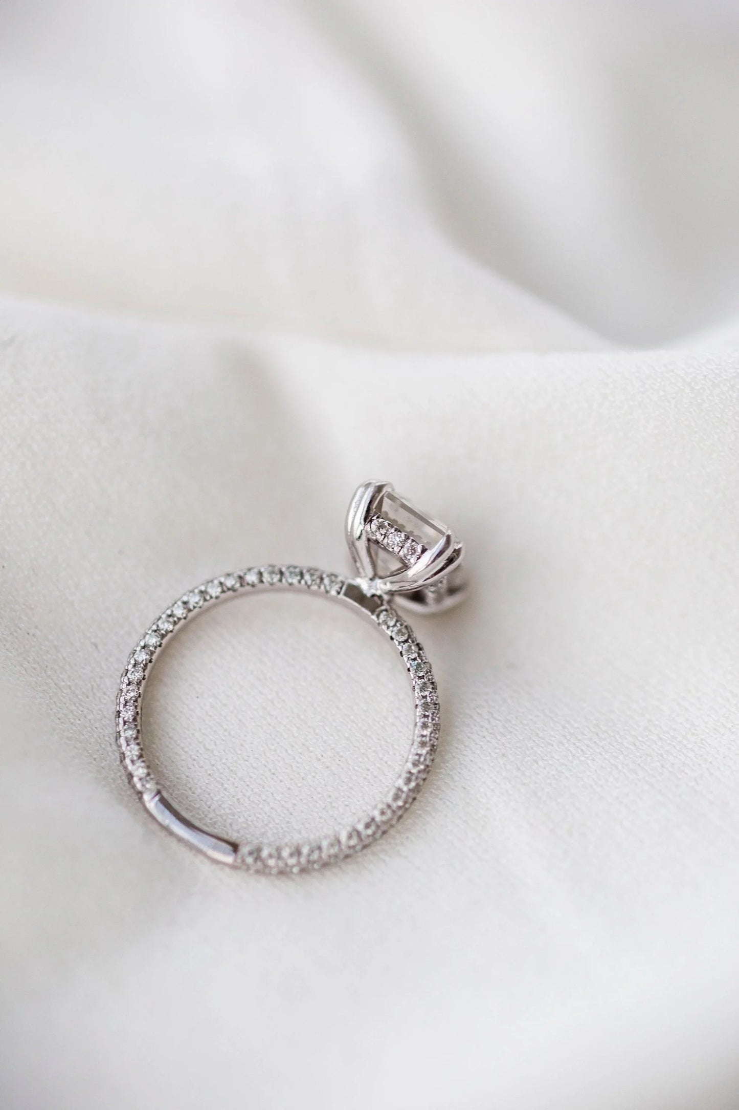 Hidden Halo Asscher Cut Moissanite Double Prongs Paved Ring For Her - JURA JEWEL