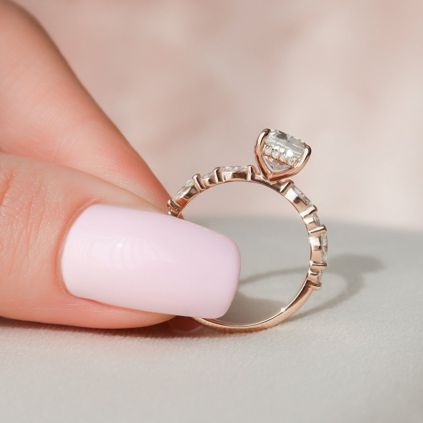 Elongated Cushion Cut Moissanite Promise Anniversary Ring