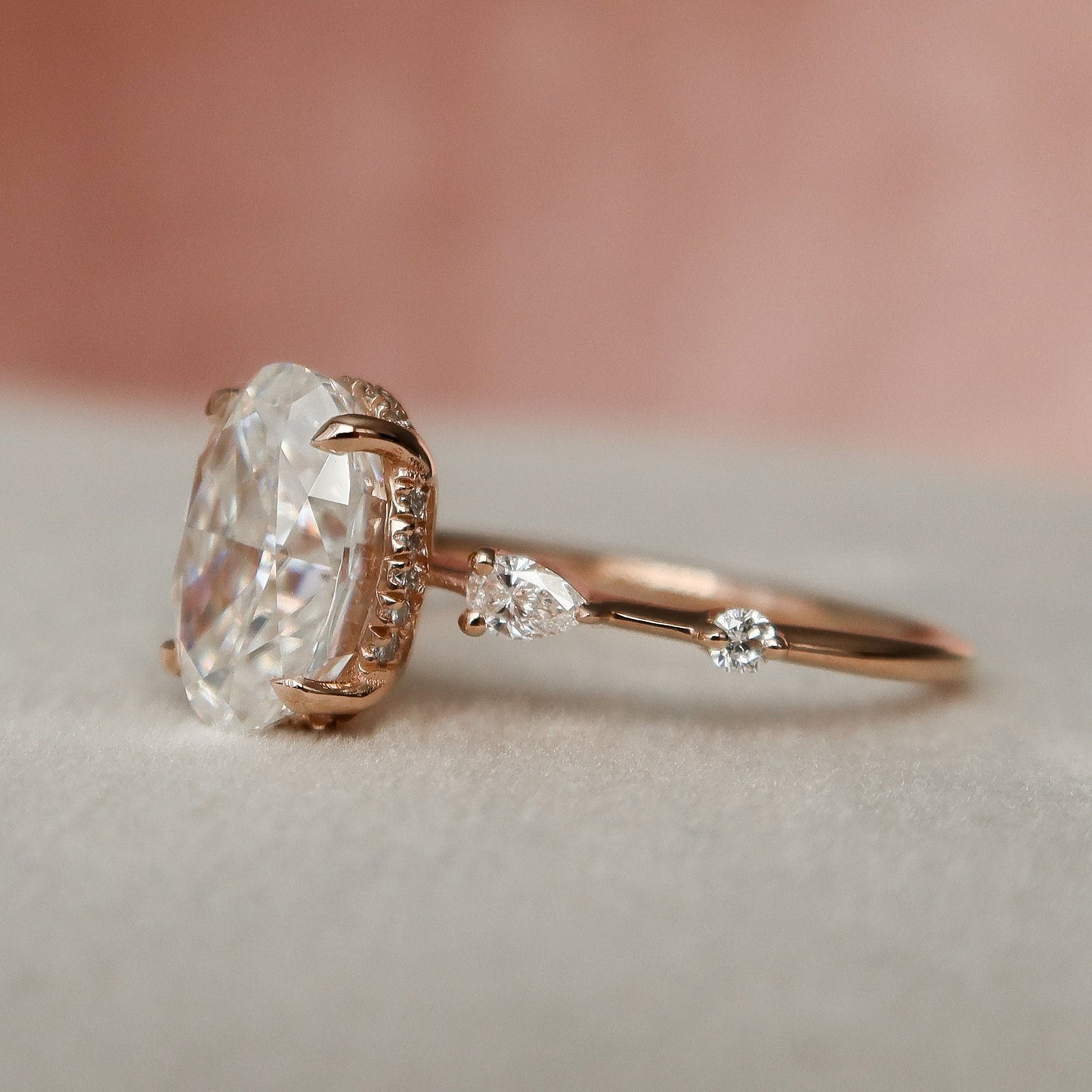 Starling Hidden Halo Oval Cut Moissanite Engagement Ring For Her