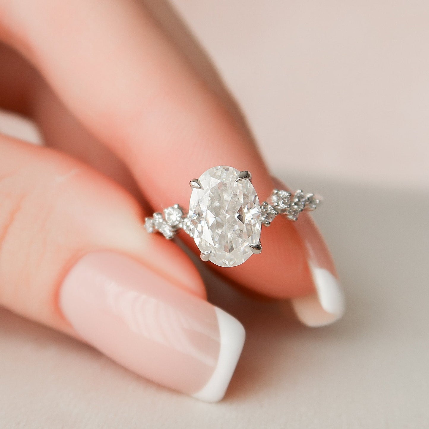 Hidden Halo Oval Cut Moissanite Bridesmaid Gift For Her