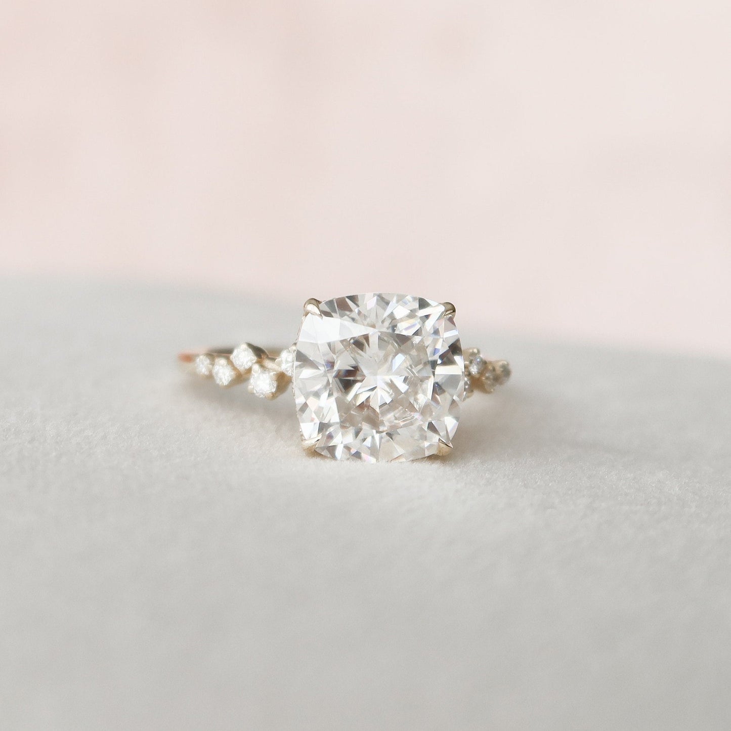 Cluster Cushion Cut Moissanite Anniversary Ring For Her