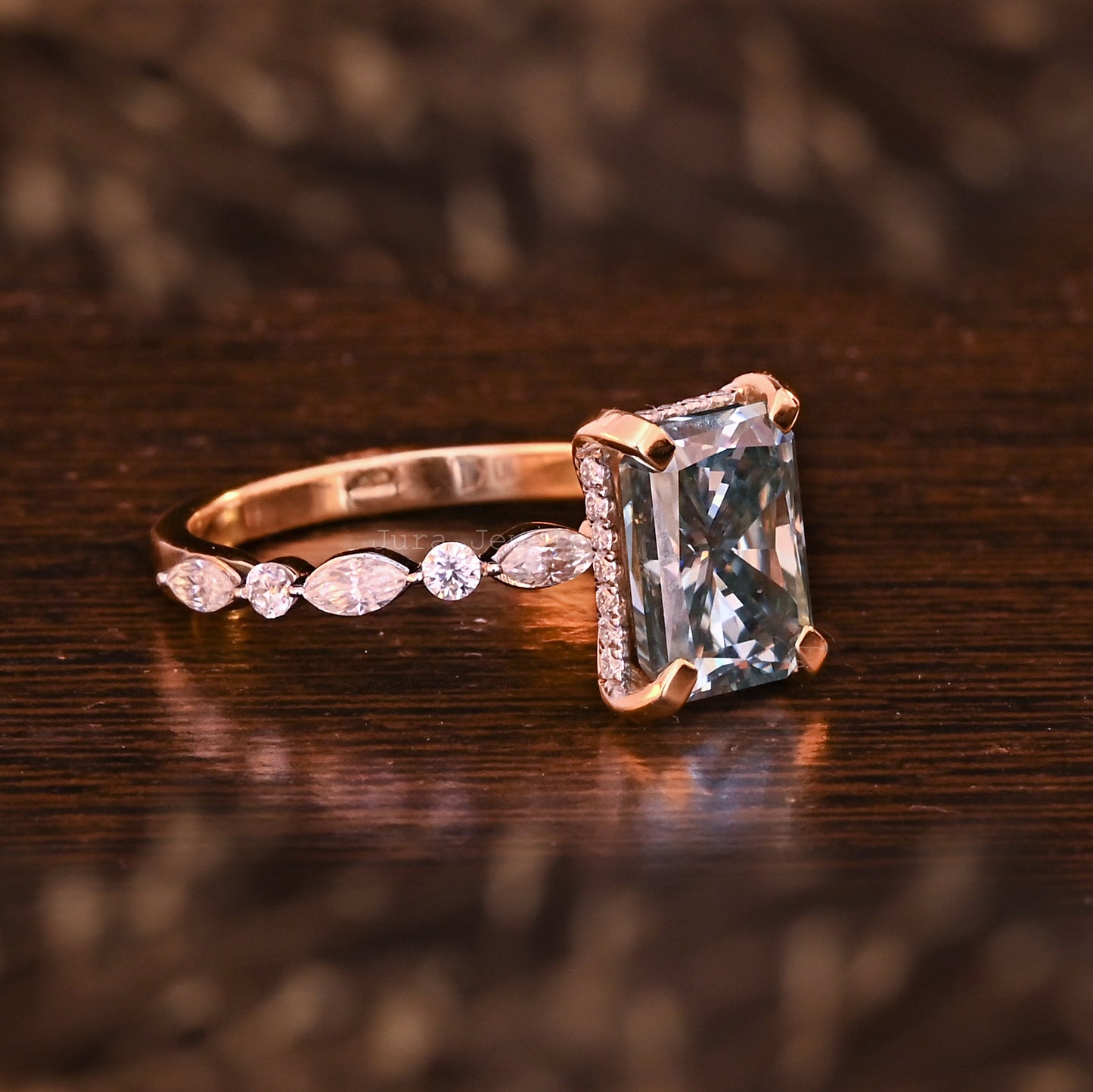 Hidden Halo Radiant Cut Moissanite Engagement Ring For Her