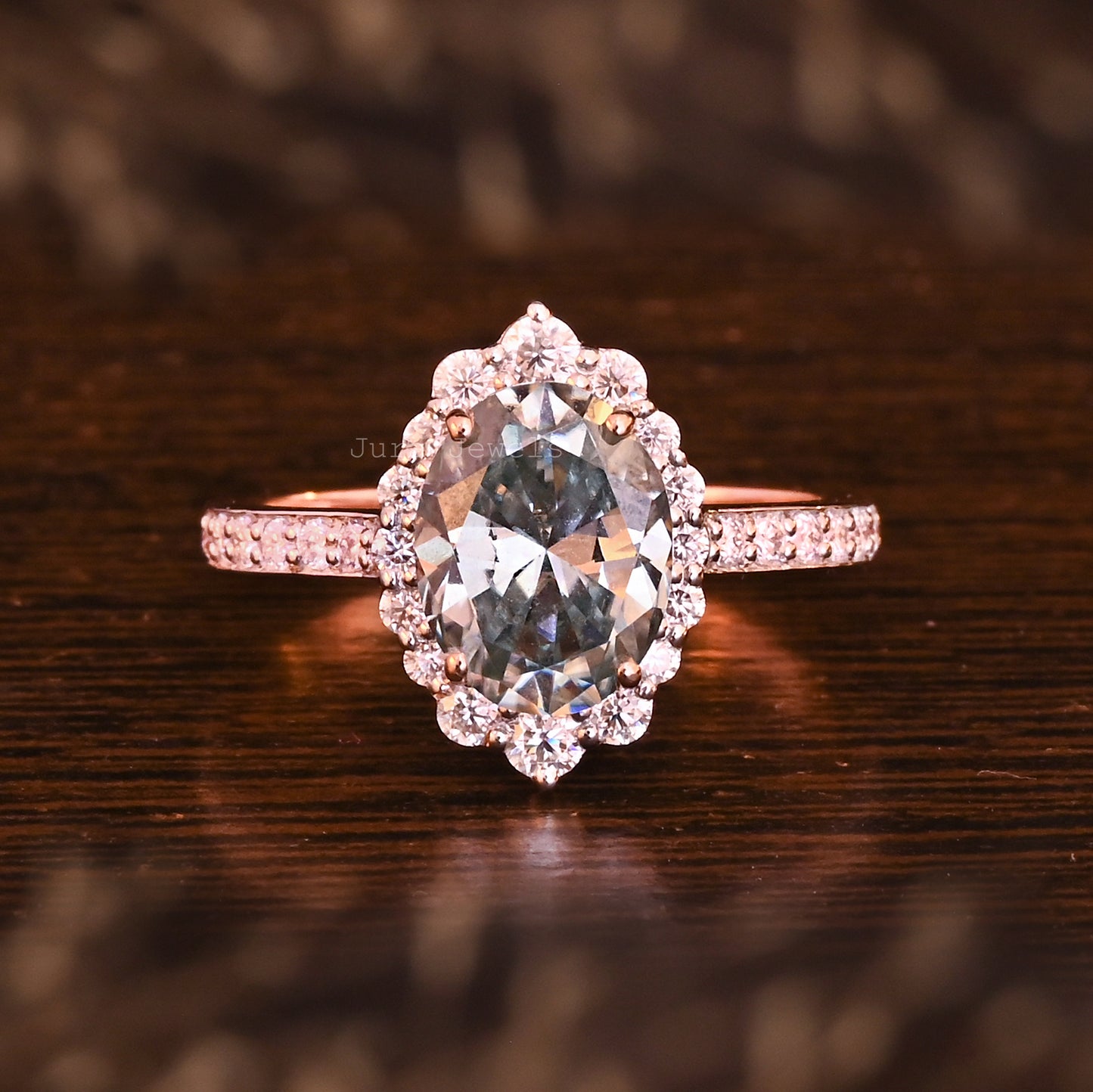 Unique Halo Oval Cut Moissanite Matching Bridal Ring For Her