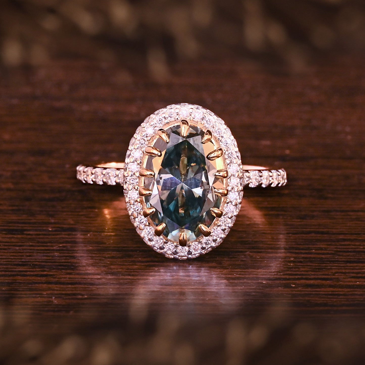 Hidden Halo Oval Cut Moissanite Handmade Jewelry For Wedding Ring