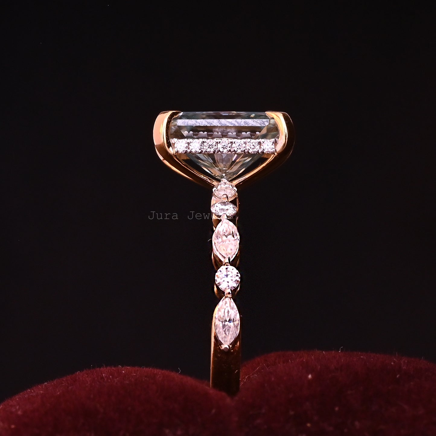 Hidden Halo Radiant Cut Moissanite Engagement Ring For Her