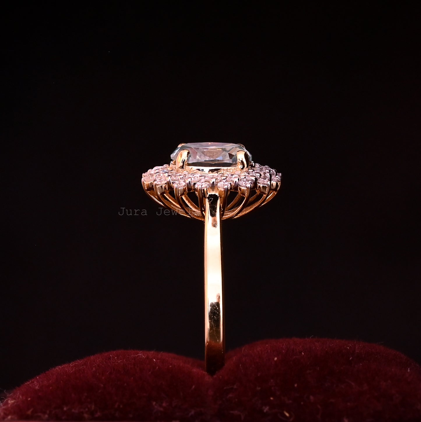 Double Halo Oval Cut Moissanite Handmade Wedding Ring For Her