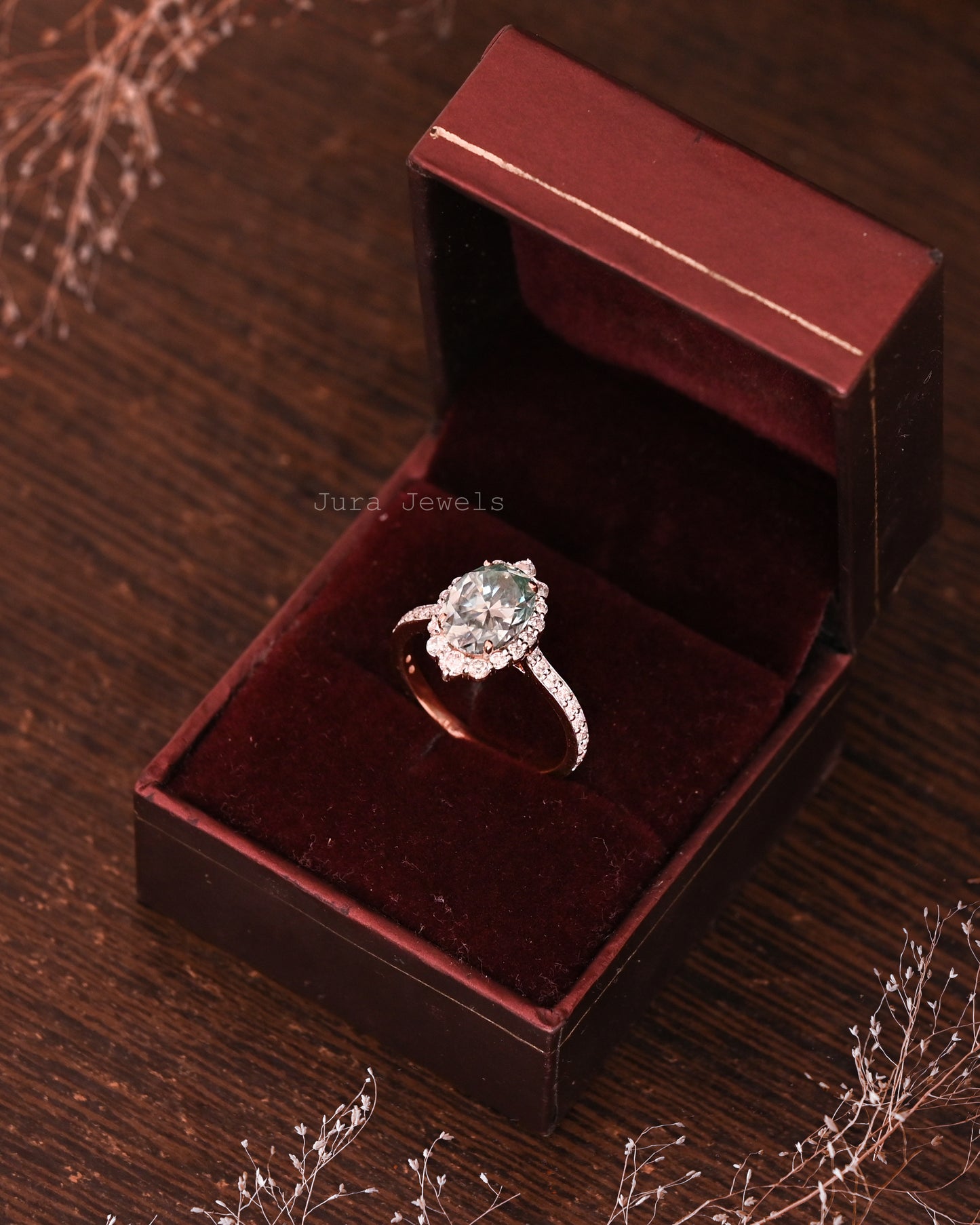 Unique Halo Oval Cut Moissanite Matching Bridal Ring For Her