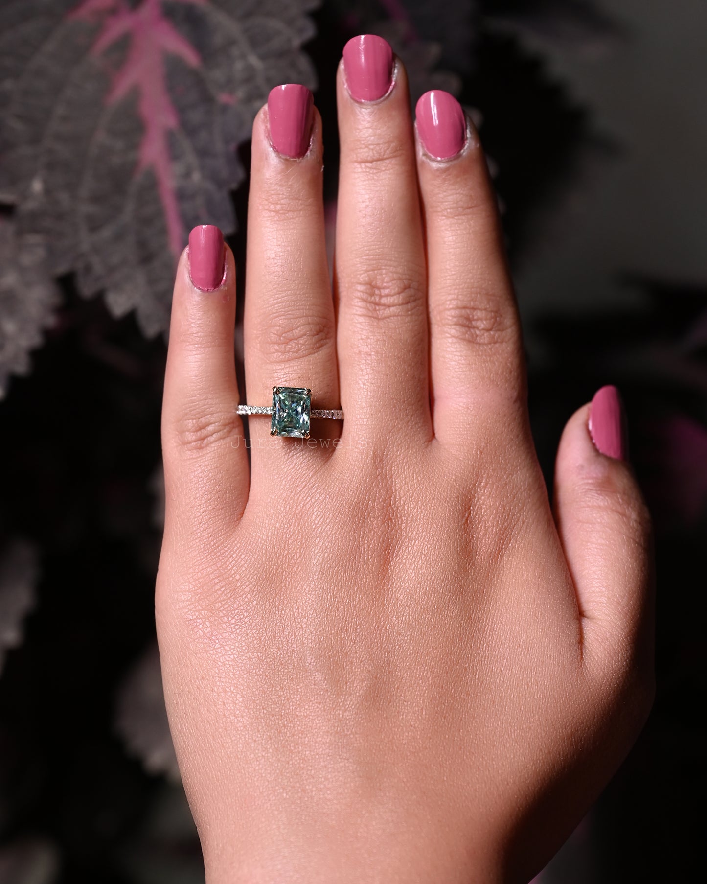 Green Radiant Cut Moissanite Solitaire Bridesmaid Gift For Her