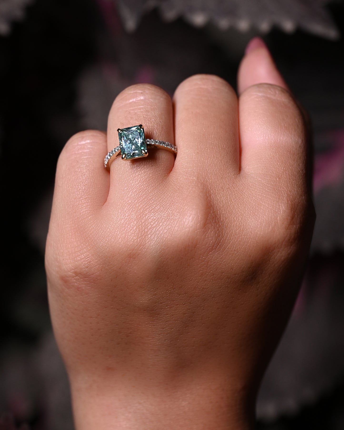 Green Radiant Cut Moissanite Solitaire Bridesmaid Gift For Her