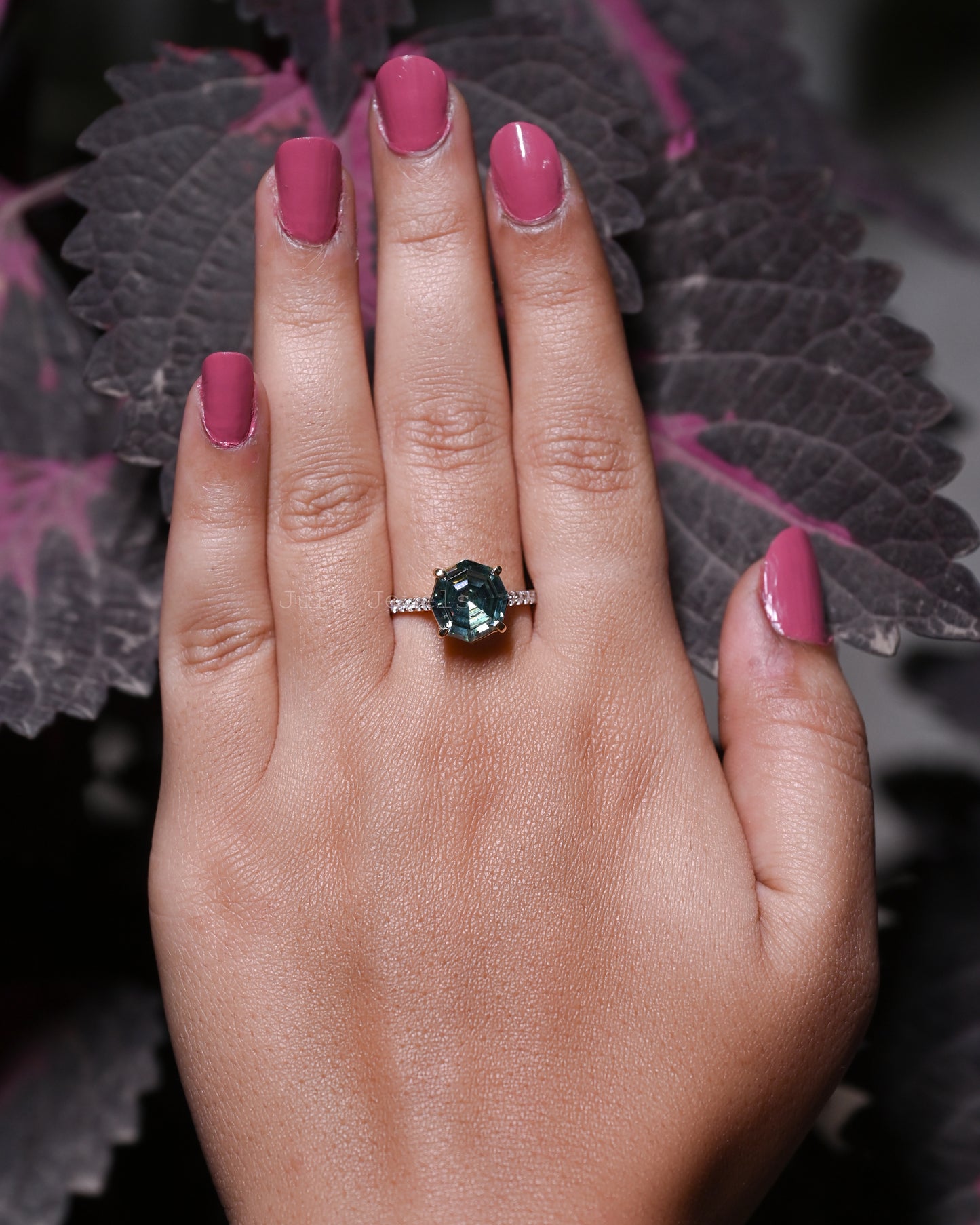 Vintage Rare Green Octagon Cut Moissanite Art Deco Bridal Ring