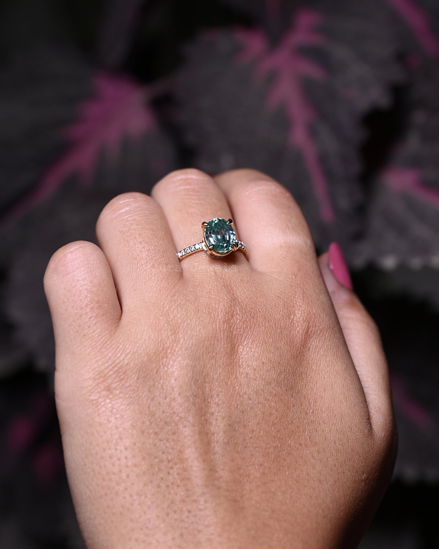 Hidden Halo Oval Step-Cut Moissanite Bridesmaid Gift For Her