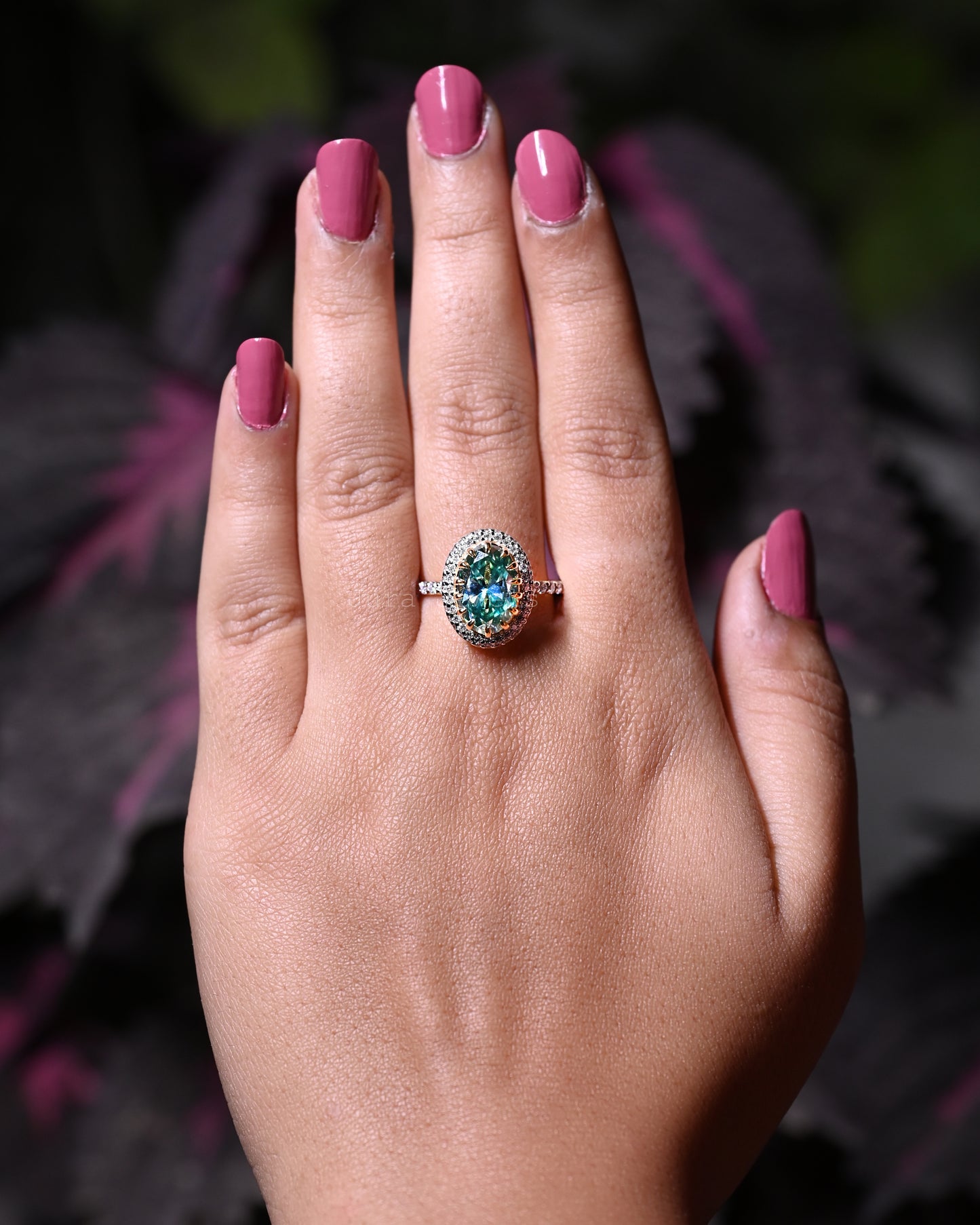 Hidden Halo Oval Cut Moissanite Handmade Jewelry For Wedding Ring