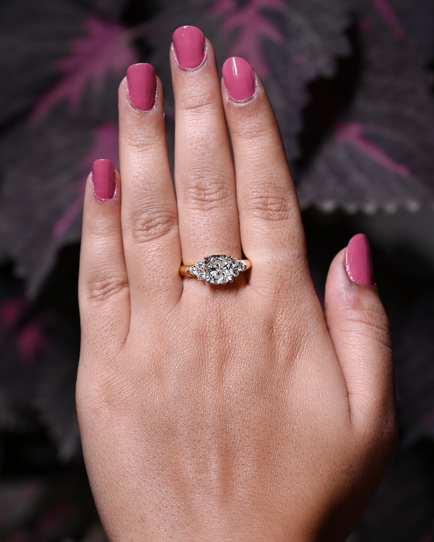 Starling Light Yellow Cushion Cut Moissanite Engagement Ring