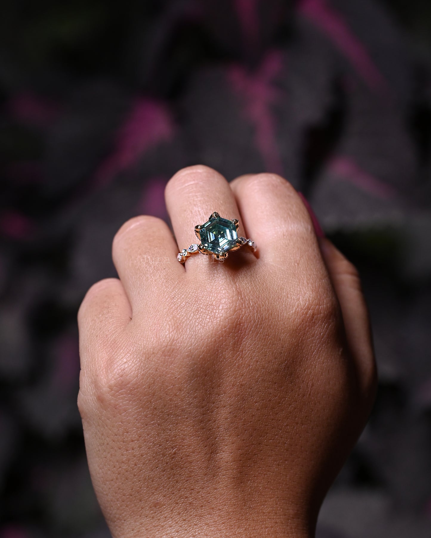 Six Prongs Hexagon Cut Moissanite Anniversary Ring For Her