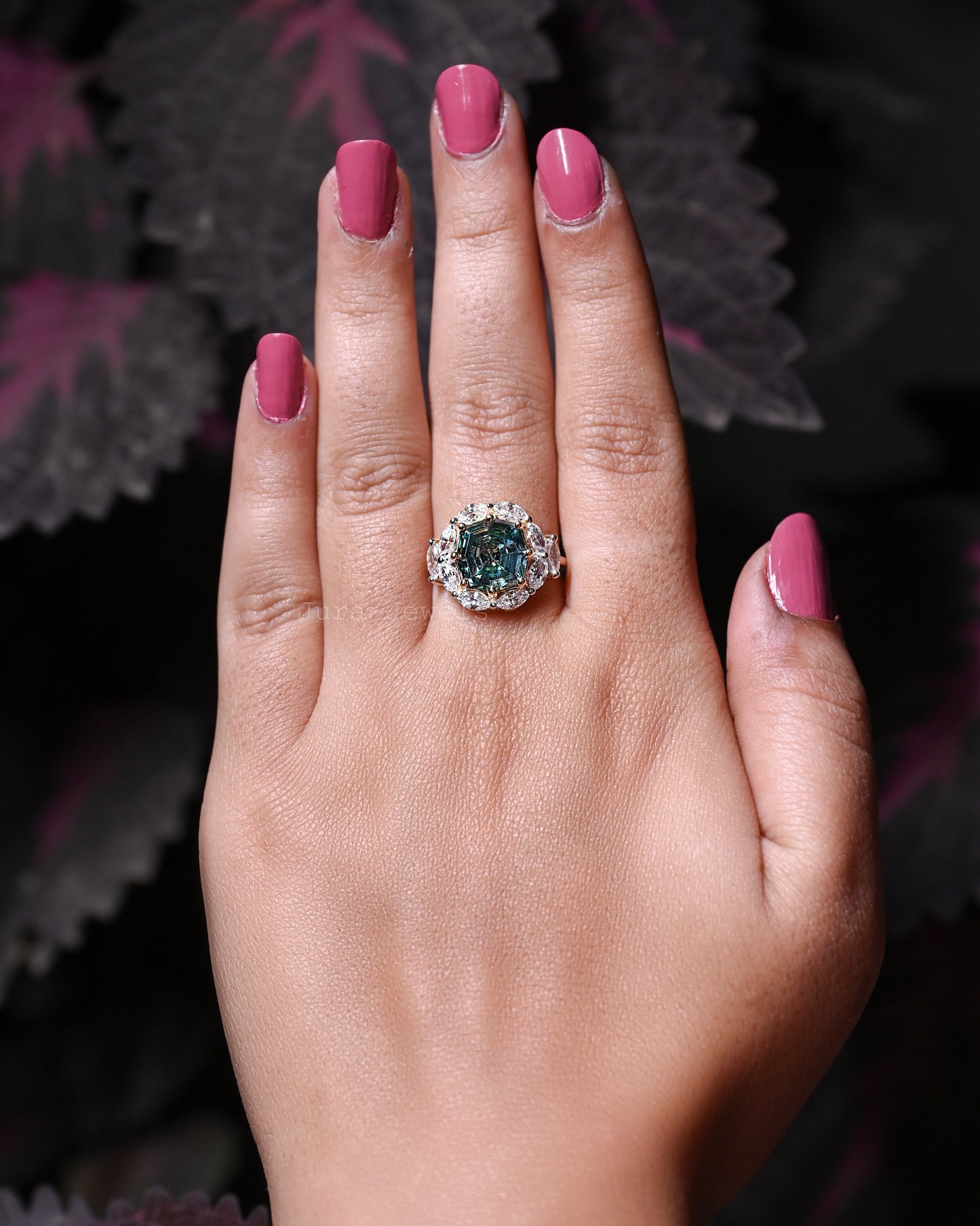 Vintage Halo Octagon Cut Moissanite Engagement Ring For Women's