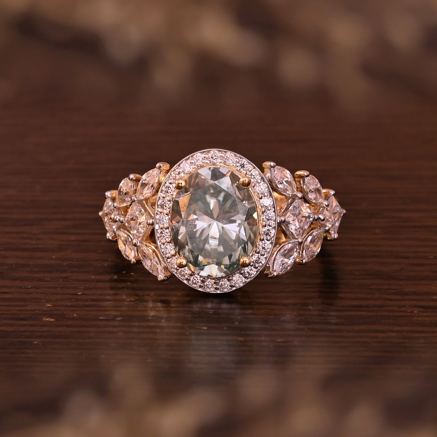 Unique Elegance Halo Oval Cut Moissanite Anniversary Ring