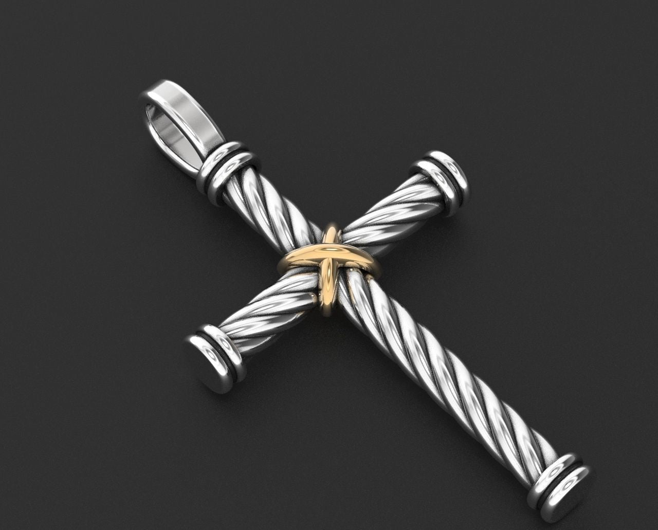 A Stylish Cross With A Rope And A Cross Huge Rare Pendants
