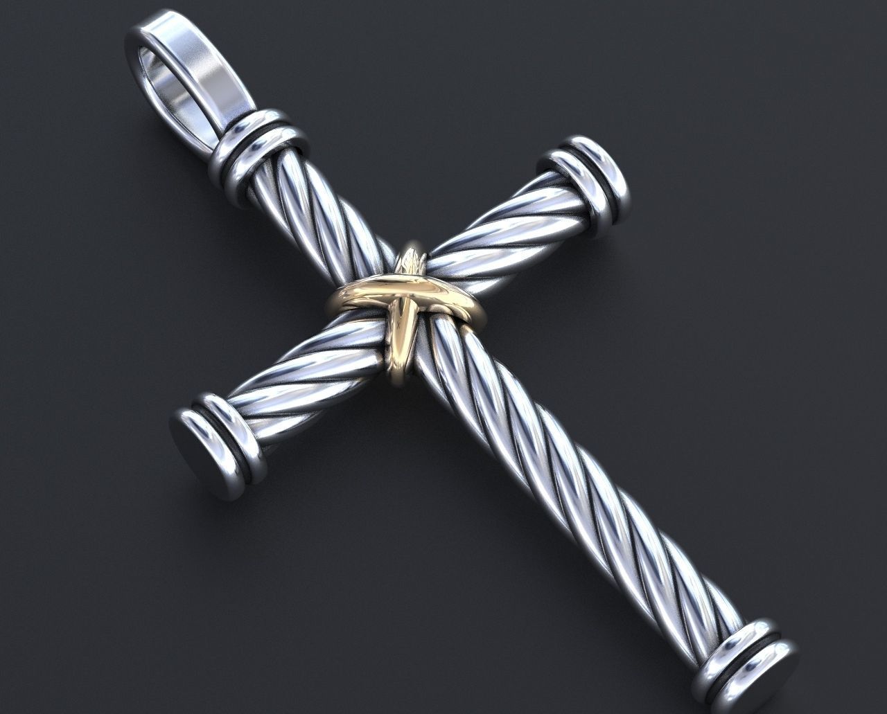A Stylish Cross With A Rope And A Cross Huge Rare Pendants