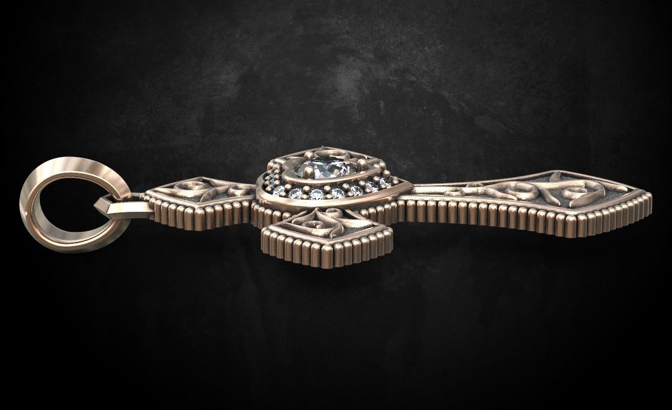 Cross With Hearts Shape Moissanite Engagment Pendants