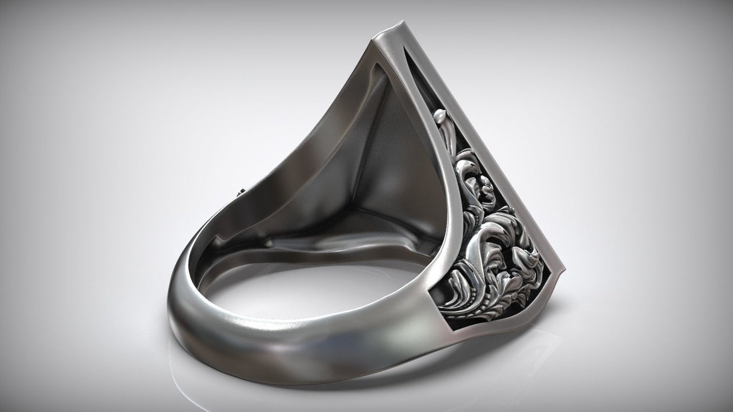Unique Engraving Eye Of Providence Illuminati Symbol Floral Ring