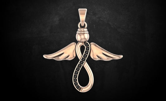 Black Moissanite Diamond Hanger Angel With Wings Pendants