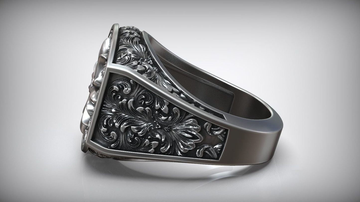 Maltese Cross Baroque Pattern White Gold Anniversary For Him