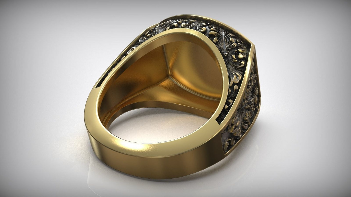 Maltese Cross Baroque Pattern White Gold Anniversary For Him