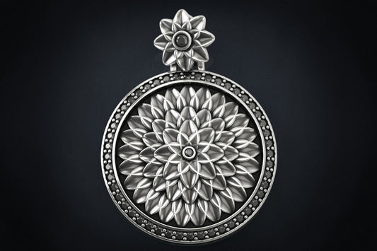 Most Handmade Unique Lotus Flower With Black Diamond Moissanite Pendants