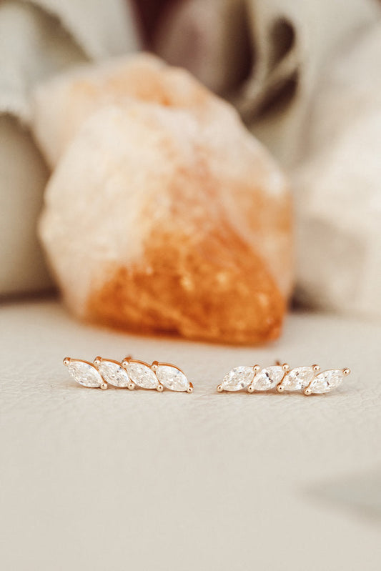 Unique Four Marquise Cut Moissanite Engagement Studs Earring