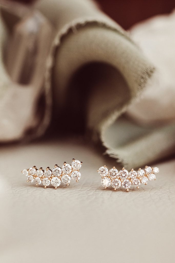 Starburst Round Cut Moissanite Diamond Engagement Stud Earring