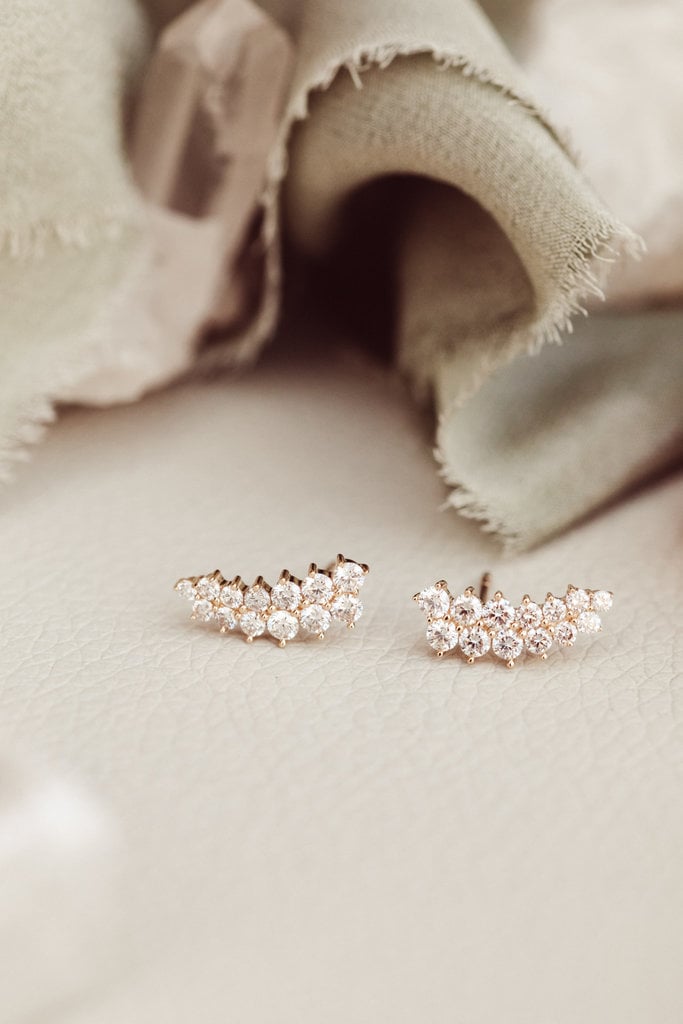 Starburst Round Cut Moissanite Diamond Engagement Stud Earring