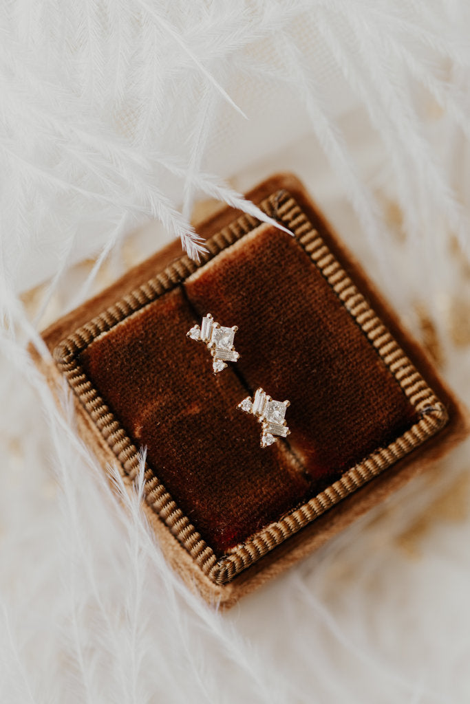 Most Unique Princess Cut Moissanite Engagement Studd Earring