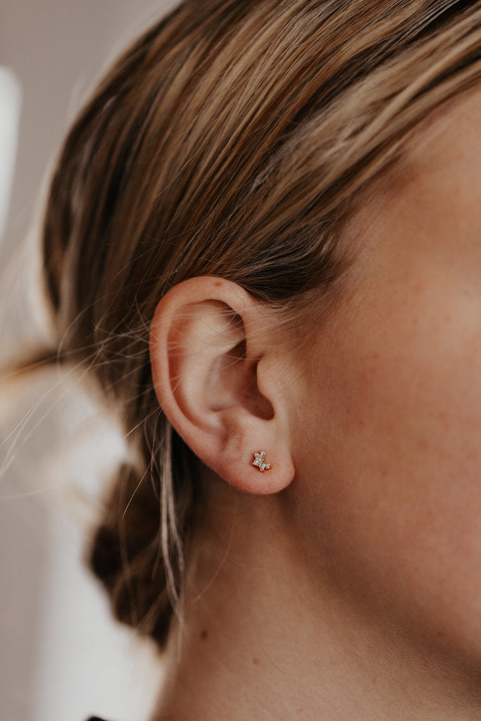 Most Unique Princess Cut Moissanite Engagement Studd Earring