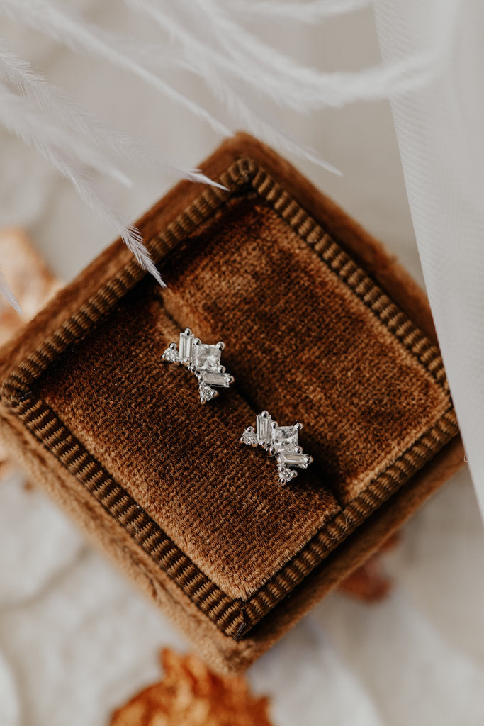 Most Unique Princess Cut Moissanite Engagement Studd Earring