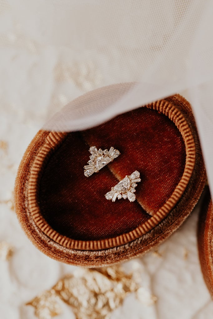 Half-Moon Rose Cut Moissanite Bridal Studs Earring For Women's