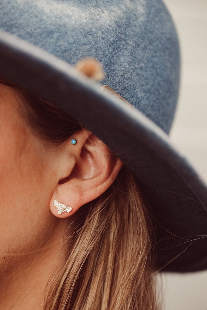 Half-Moon Rose Cut Moissanite Bridal Studs Earring For Women's