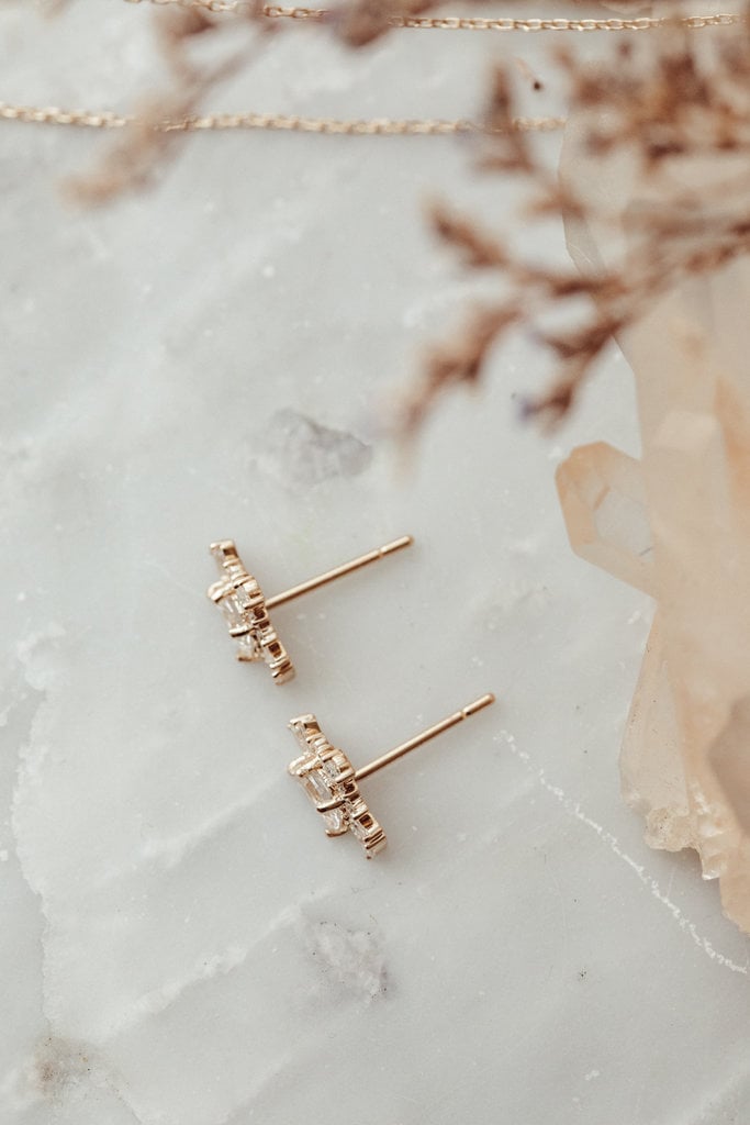 Half-Moon Rose Cut Moissanite Bridal Studs Earring For Women's