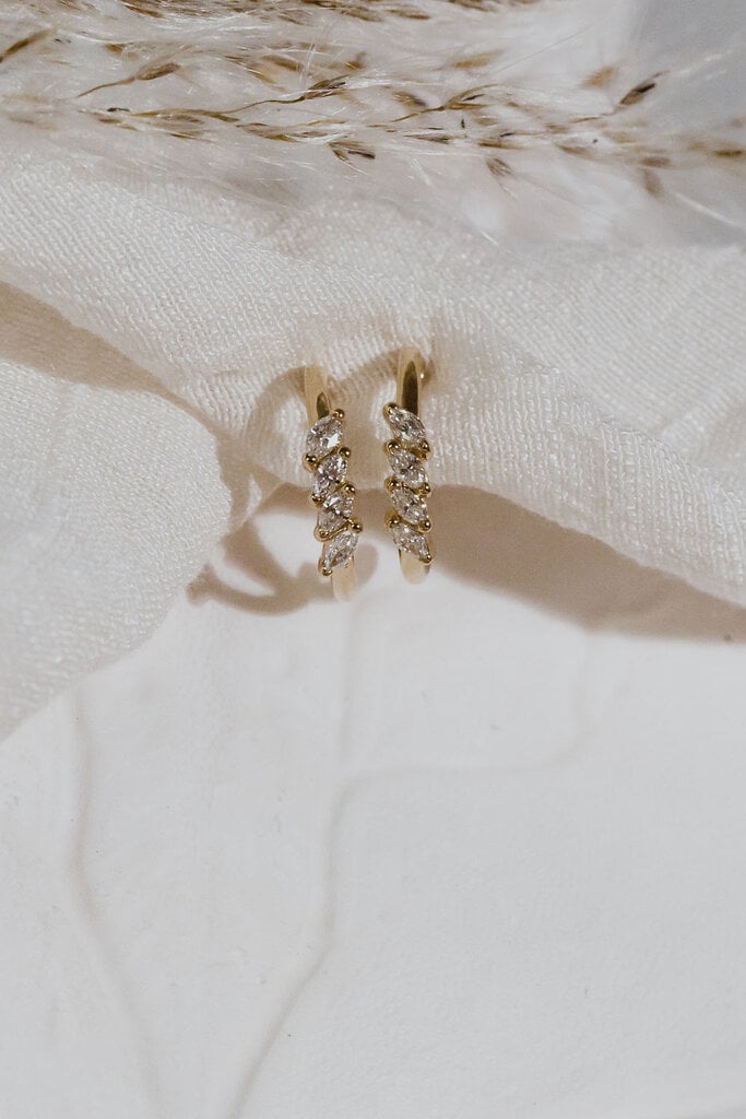 UniqueMarquise Cut Moissanite Diamond Hoops Earring