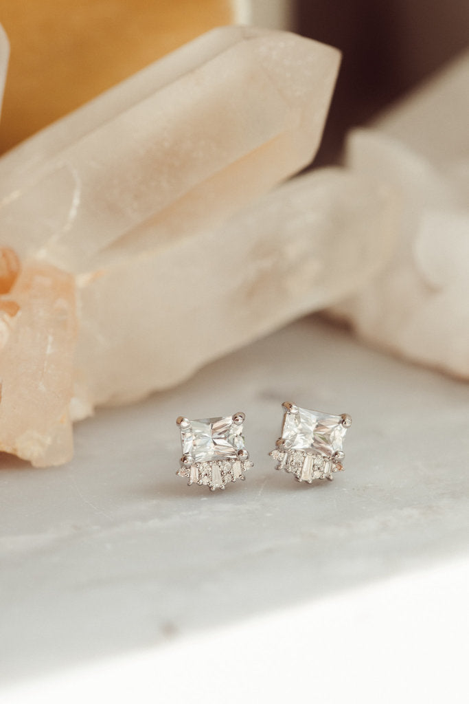 Stunning Radiant Cut Moissanite Cut Stud Earring For Her