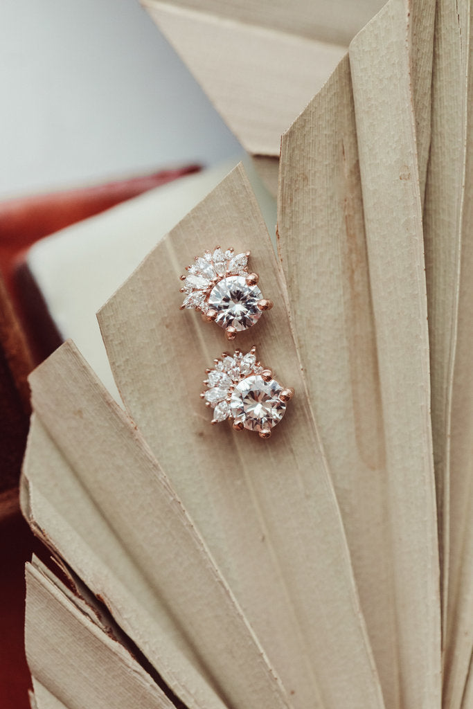 Stunning Round Cut Moissanite Engagement Studs Earings