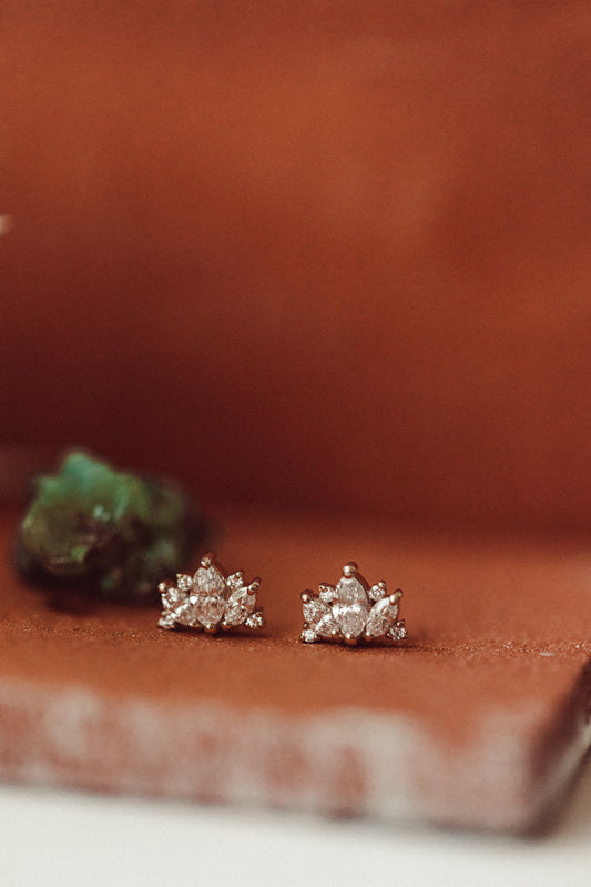 Mutli Stone Marquise Cut Moissanite Engagemnt Stud Earring